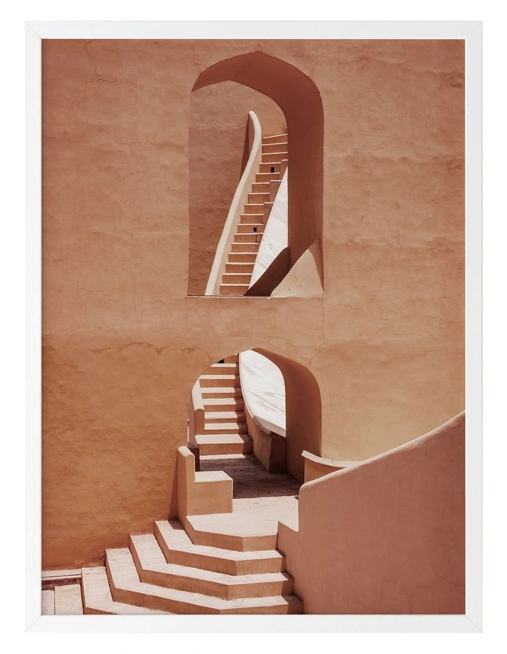 Best Pirce ๐ Urban Road Winding Staircase Terracotta Print White Frame โญ