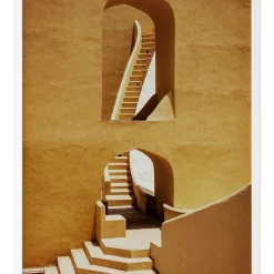 Cheap 🛒 Urban Road Winding Staircase Mustard Print White Frame ⌛