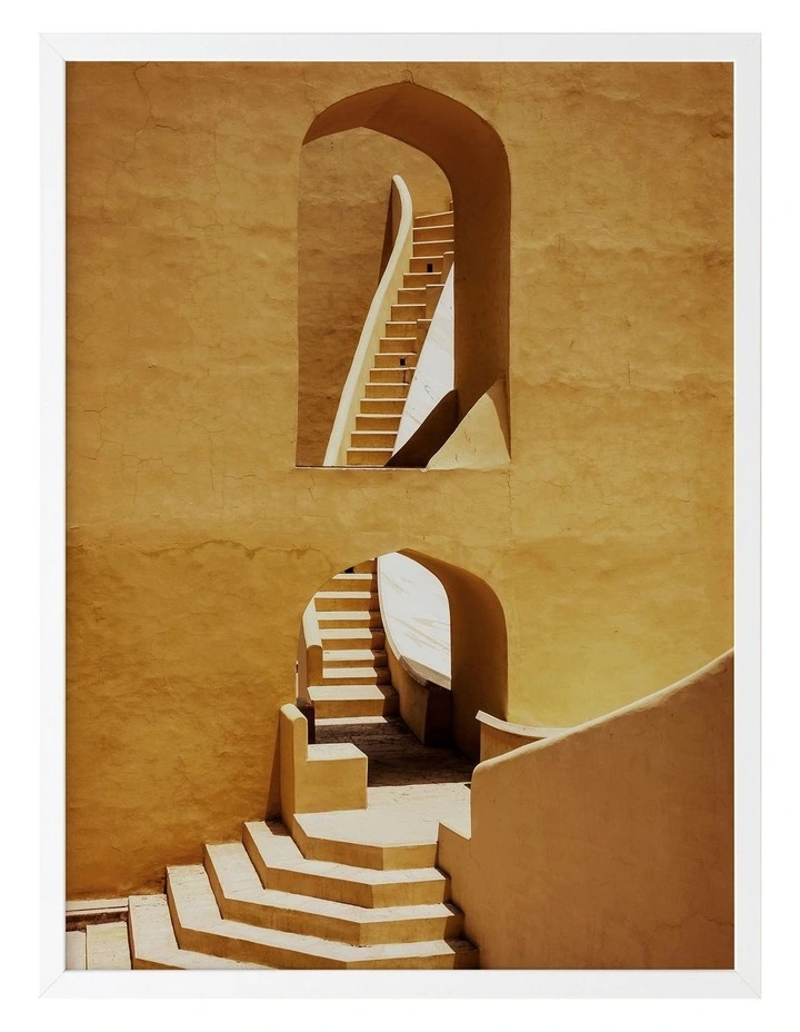 Cheap ๐ Urban Road Winding Staircase Mustard Print White Frame โ