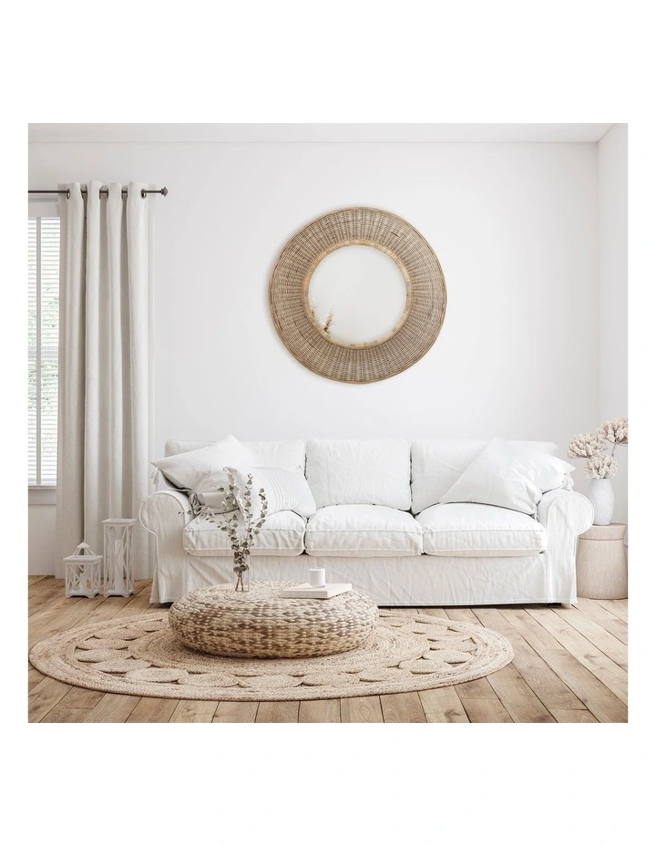 Hot Sale π Cooper & Co Moonah Round Rattan Wall Mirror 90cm In Natural β€οΈ - Image 4