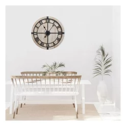 Best Pirce ???? Cooper & Co Chelsea Silent Wall Clock Hamptons Style 60cm In Natural/Black ???? -Umbra Sales Store unnamed file 285