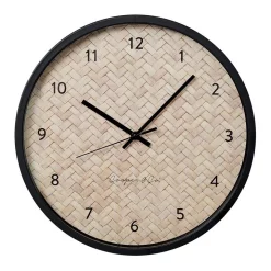 Cheapest 😍 Cooper & Co Roma Round Silent Non-Ticking Wall Clock 35cm In Natural/Black 🧨