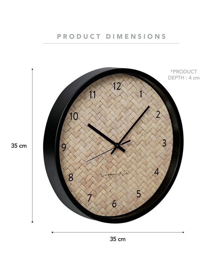 Cheapest ???? Cooper & Co Roma Round Silent Non-Ticking Wall Clock 35cm In Natural/Black ???? 5 Cheapest ???? Cooper & Co Roma Round Silent Non-Ticking Wall Clock 35cm In Natural/Black ???? - Image 3