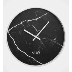 Hot Sale π Vue Malvern Silver Frame Marble Clock 30cm In Black/White π