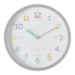 Wholesale 💯 One Six Eight London Learn The Time Grey 30Cm Silent Wall Clock 🛒