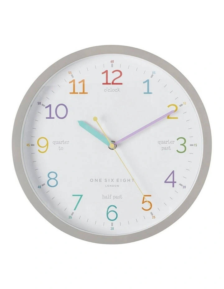 Wholesale π― One Six Eight London Learn The Time Grey 30Cm Silent Wall Clock π