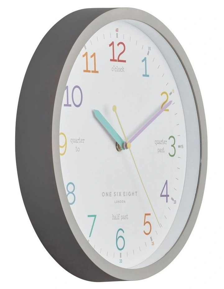 Wholesale π― One Six Eight London Learn The Time Grey 30Cm Silent Wall Clock π - Image 2