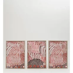 Hot Sale 🔥 Warlukurlangu Artists X Vue Set Of 3 Framed Wall Art 65 X 45cm Mina Jukurrpa (Mina Dreaming) By Helen Nungarrayi Reed 🎉