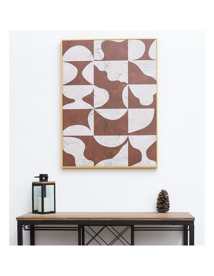 Best deal π IHOMDEC Irregular Pattern Neutral Framed Canvas Wall Art In Brown/White β€οΈ - Image 2