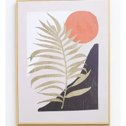 Best Sale 😀 IHOMDEC Golden Tree Branch Under The Sun Neutral Framed Canvas Wall Art 🌟