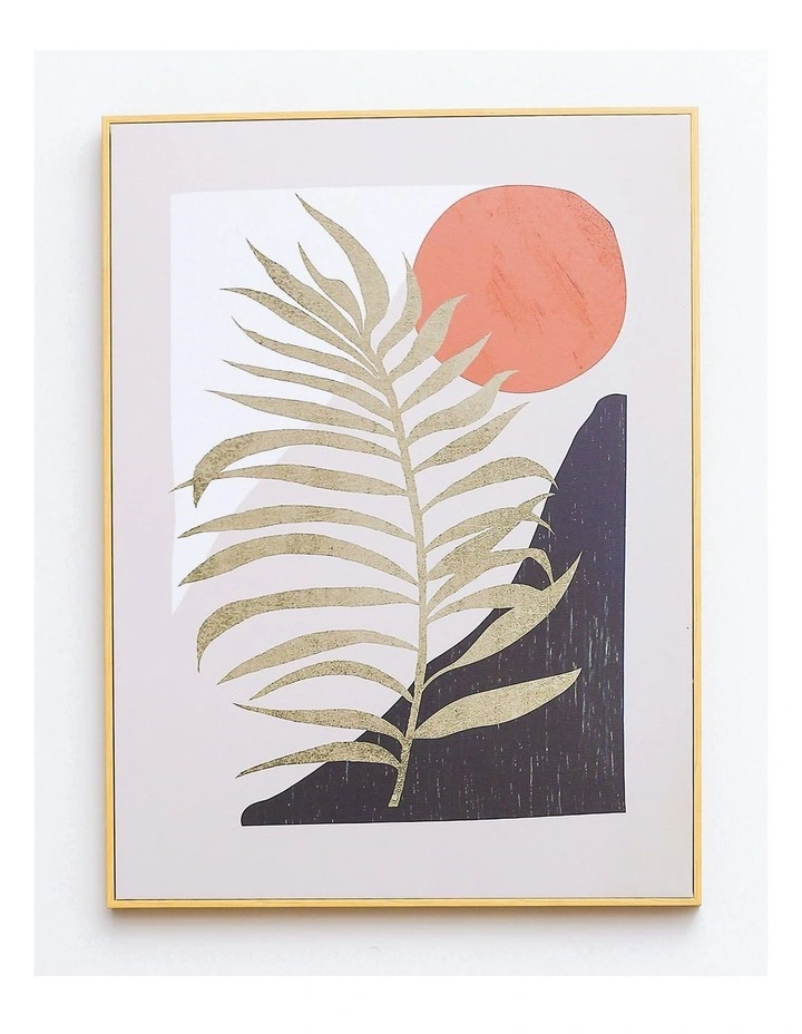 Best Sale π IHOMDEC Golden Tree Branch Under The Sun Neutral Framed Canvas Wall Art π