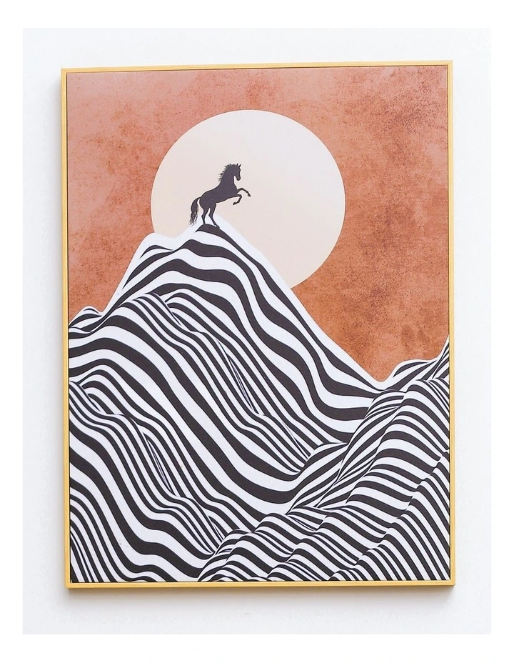 Brand new π― IHOMDEC Horse Chasing The Sun Neutral Framed Canvas Wall Art π―