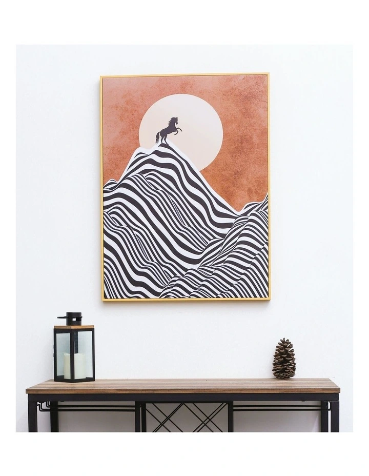 Brand new π― IHOMDEC Horse Chasing The Sun Neutral Framed Canvas Wall Art π― - Image 2