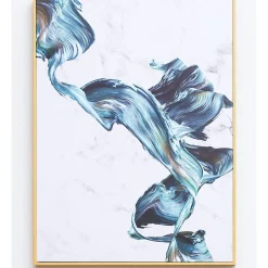 Flash Sale 😍 IHOMDEC Fluttering Colorful Ribbons Neutral Framed Canvas Wall Art In Blue/White 😉