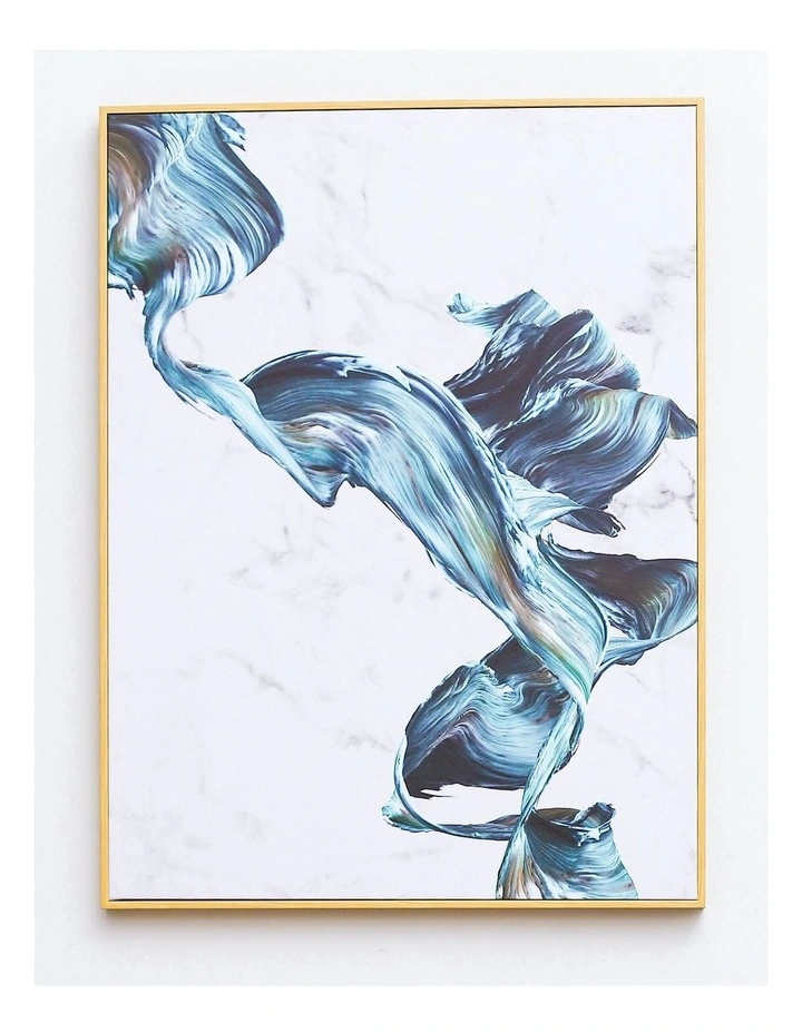 Flash Sale π IHOMDEC Fluttering Colorful Ribbons Neutral Framed Canvas Wall Art In Blue/White π