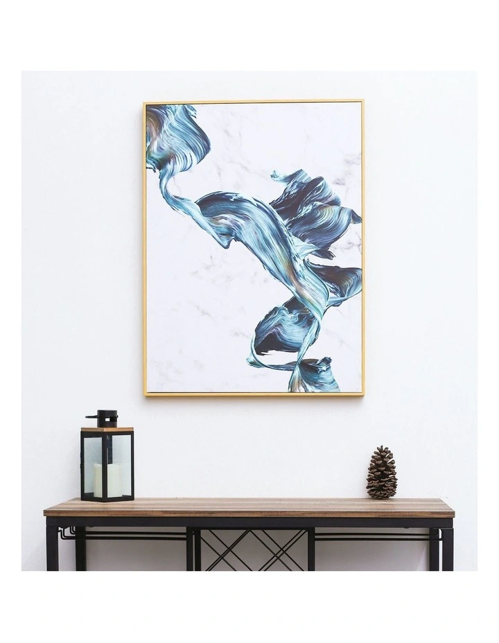 Flash Sale π IHOMDEC Fluttering Colorful Ribbons Neutral Framed Canvas Wall Art In Blue/White π - Image 2