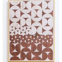 New 🤩 IHOMDEC Half Circle Neutral Framed Canvas Wall Art In Brown/White 🛒