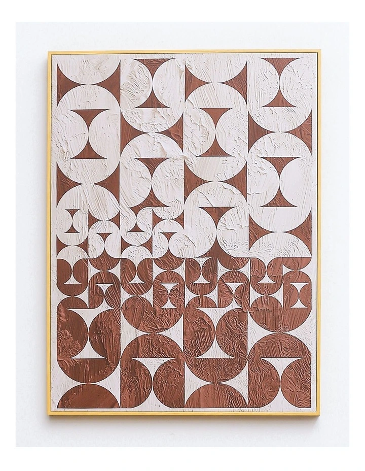 New π€© IHOMDEC Half Circle Neutral Framed Canvas Wall Art In Brown/White π