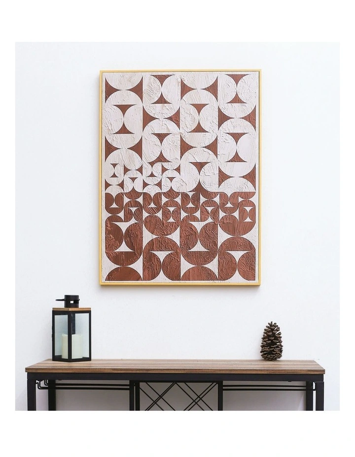 New π€© IHOMDEC Half Circle Neutral Framed Canvas Wall Art In Brown/White π - Image 2