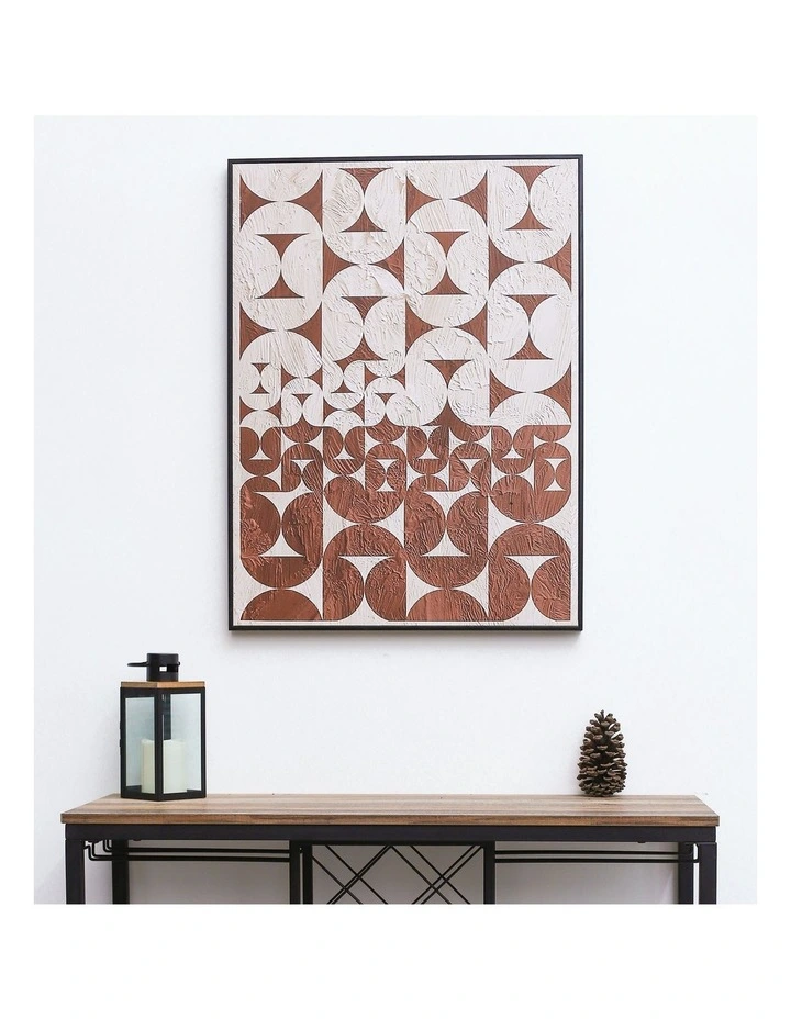 Outlet π IHOMDEC Half Circle Black Framed Canvas Wall Art In Brown/White π - Image 2